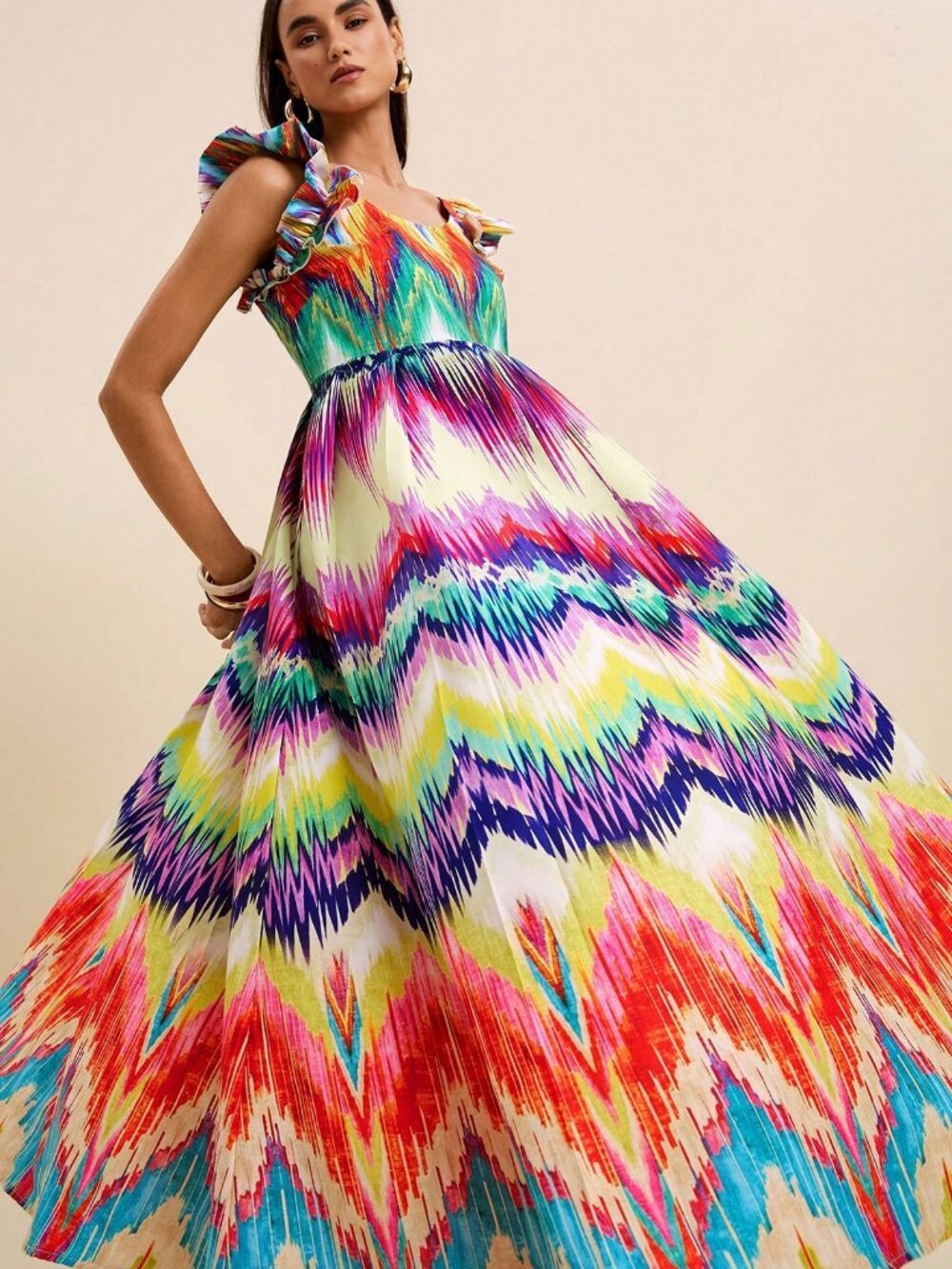 Boho Women's multicolor Print sleeveless maxi Dress - Picture 5 of 8